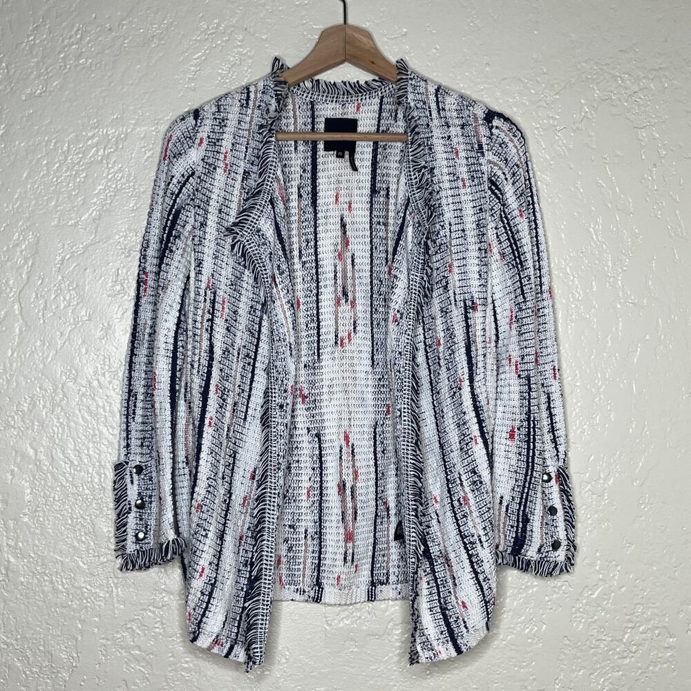 Nic + Zoe‎ Women's Fringe Mix Knit Jacket Open Front Blazer Sweater Coat SP